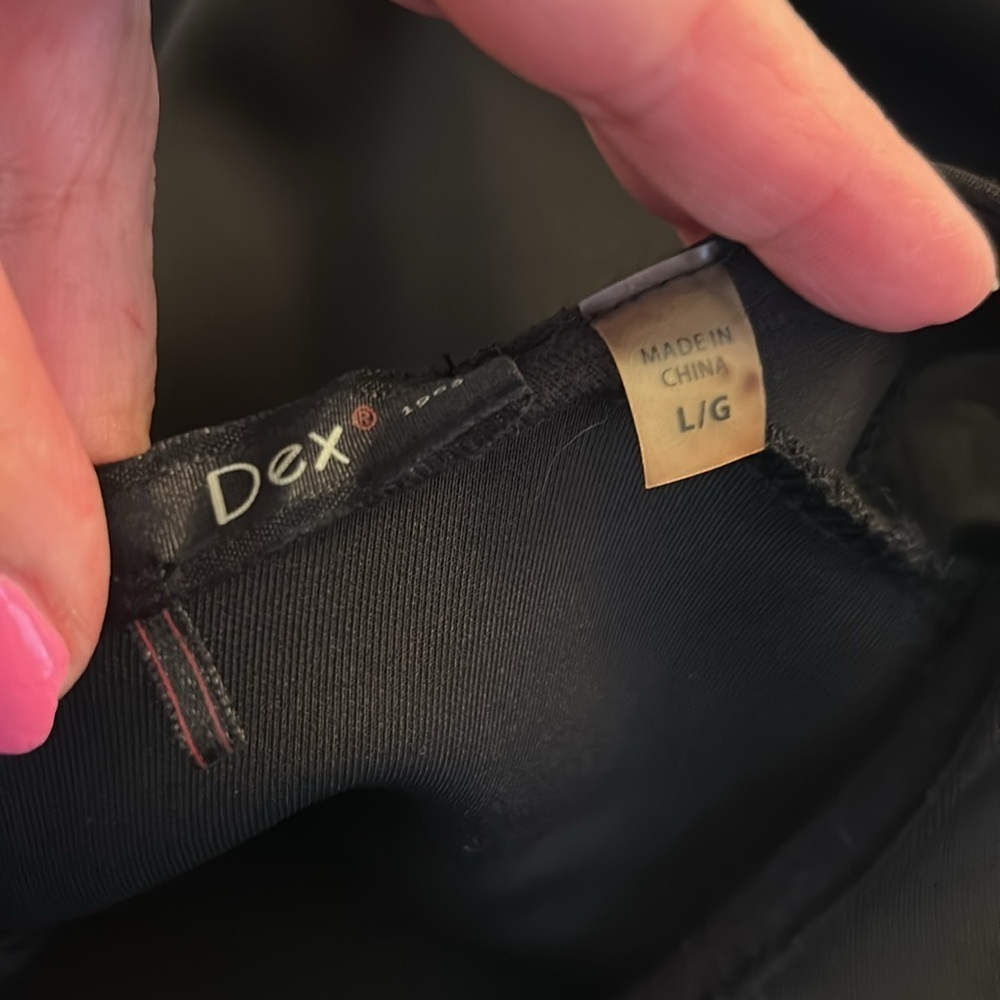DEX Black Sleeveless Sheer Detail Sheath Cocktail Little Black Dress Size Large - Picture 4 of 5